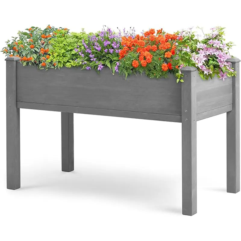 Outdoor wooden raised garden bed