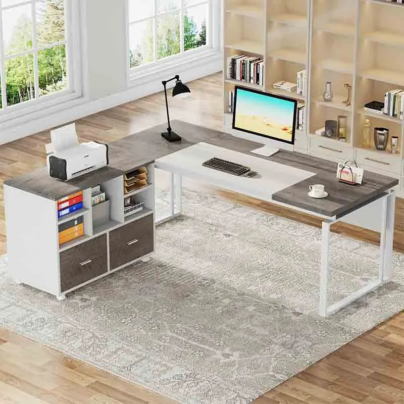 Yoobure 63" Office Desk with Storage Drawers, Grey