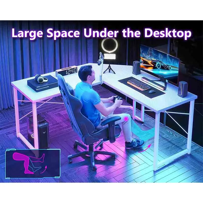 Yoobure L-Shaped Gaming Desk for Home Office, White