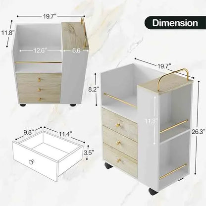 Wood Yoobure Mobile File Cabinet with 3 Drawers