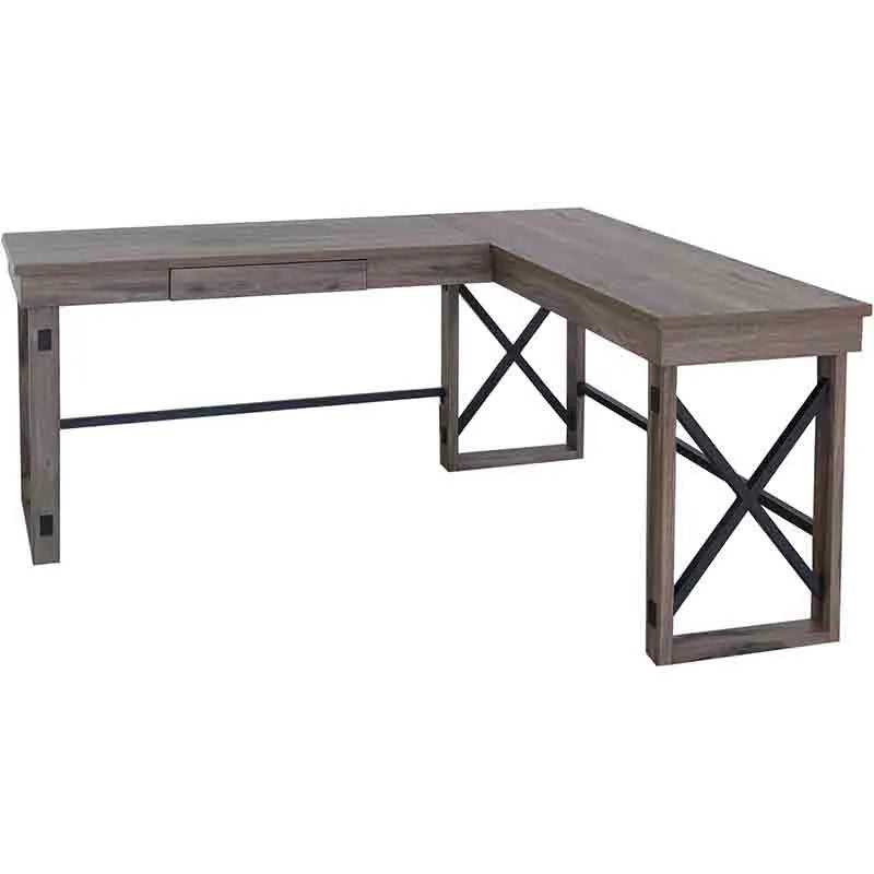 Yoobure L-Shaped Industrial Desk, Sturdy Metal Frame