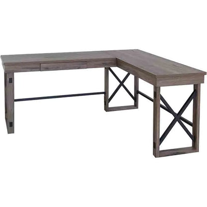 Yoobure L-Shaped Industrial Desk, Sturdy Metal Frame