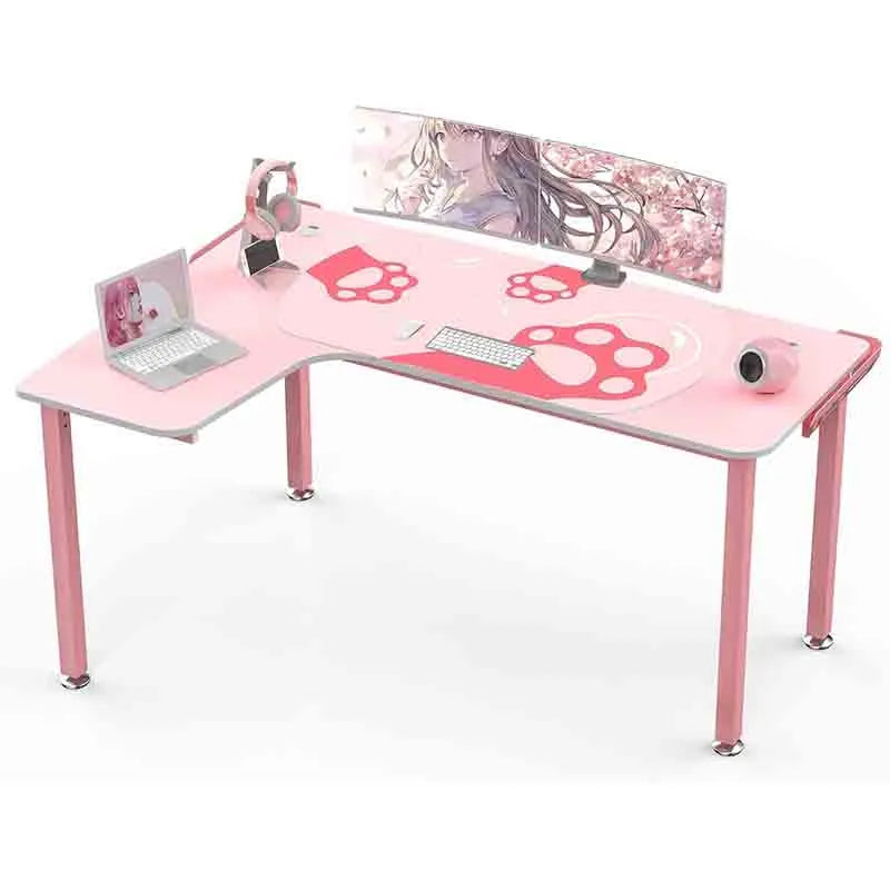 Yoobure 60" L-Shaped Computer Desk, Pink