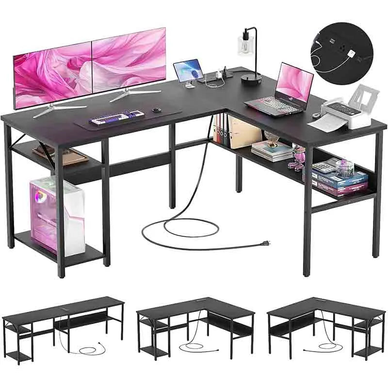 Yoobure Reversible L-Shaped Gaming Desk, Black