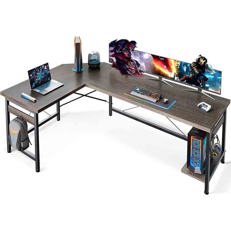 Yoobure 66" L-Shaped Corner Gaming Desk, Grey Oak