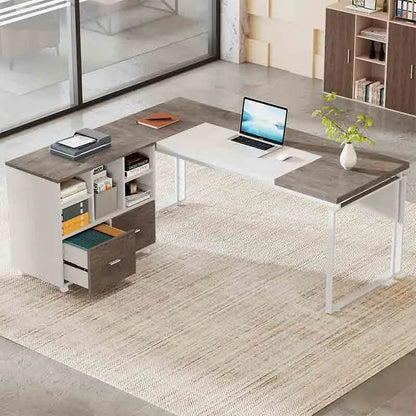 Yoobure 63" Office Desk with Storage Drawers, Grey