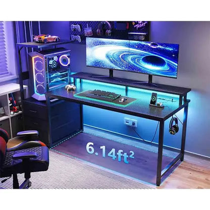 Black Yoobure 59 Inch Modern Gamer Desk Table