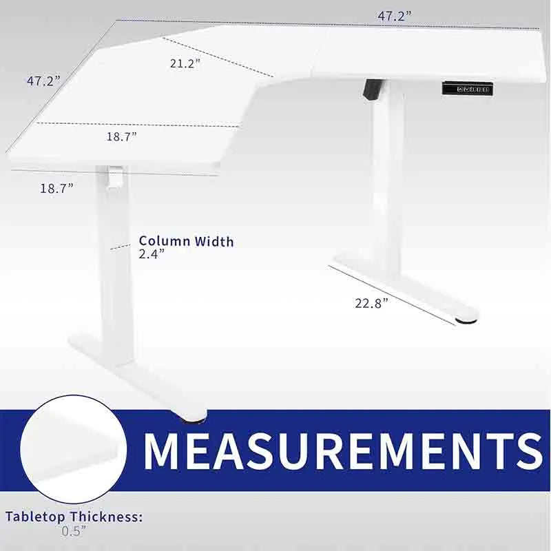 Yoobure 47” L-Shaped Electric Standing Desk, White