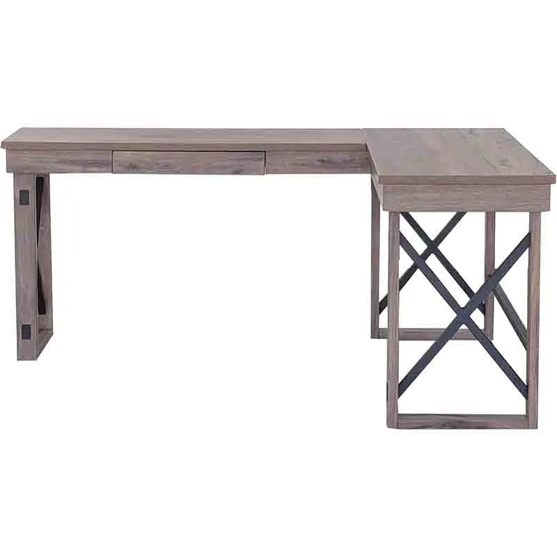 Yoobure L-Shaped Industrial Desk, Sturdy Metal Frame