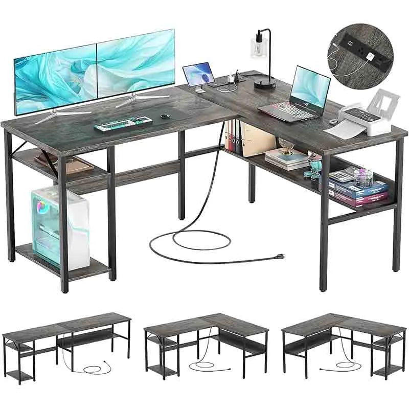 Yoobure Reversible L-Shaped Gaming Desk, Black Oak