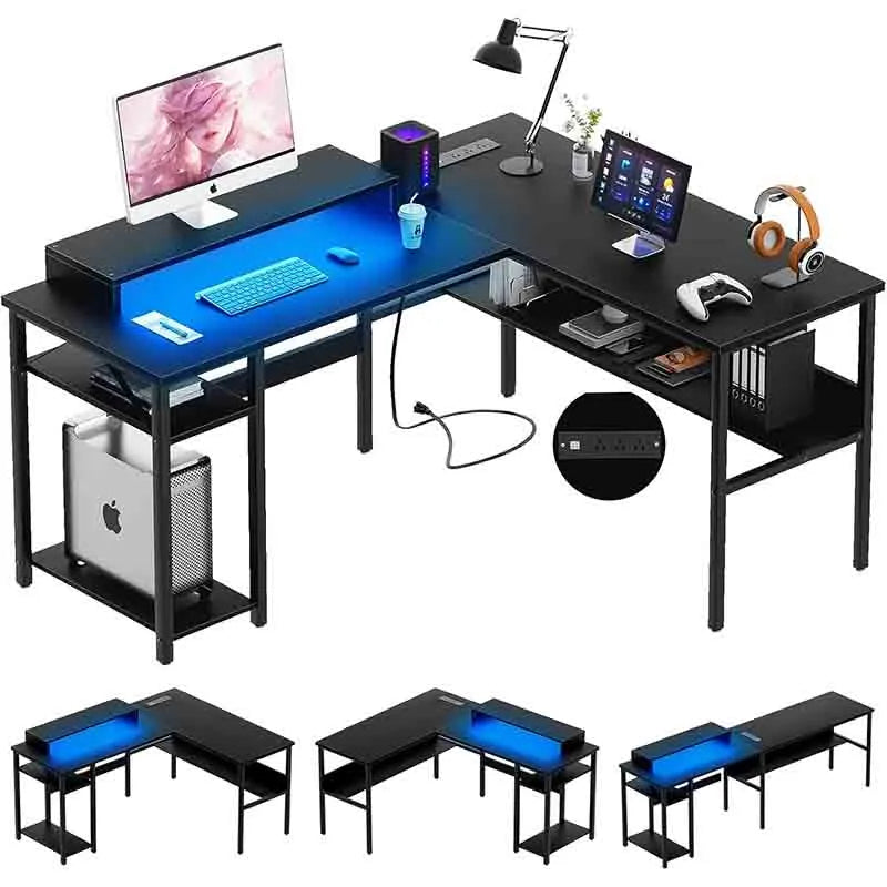 Yoobure Ergonomic Computer Desk with Monitor Stand, Black