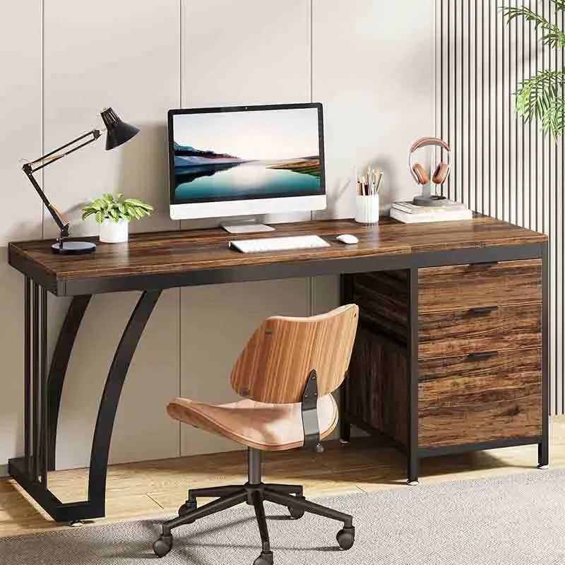 Brown Yoobure 59-Inch PC Desk with Reversible Drawers