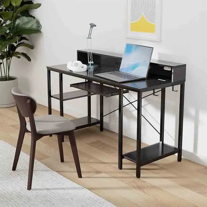 Black Yoobure 54” Gaming Desk with Storage Shelves