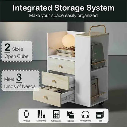 Wood Yoobure Mobile File Cabinet with 3 Drawers