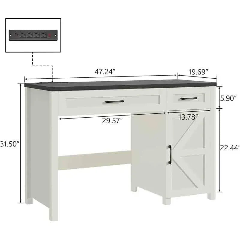 White Yoobure 47" Executive Desk