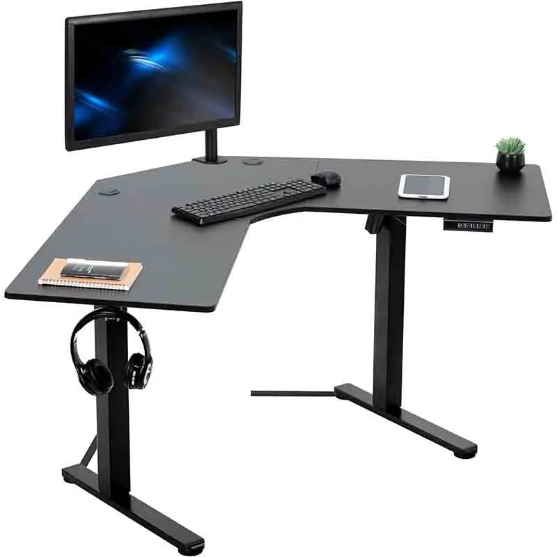 Electric L-Shaped Sit-Stand Desk, 47", Black