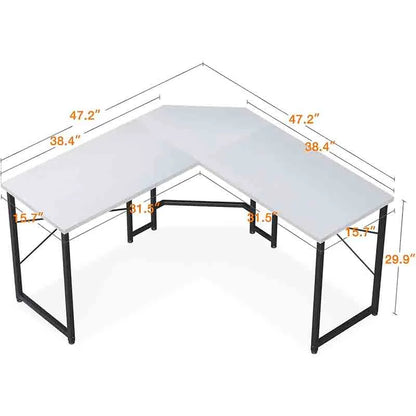 Yoobure L-Shaped Gaming Desk for Home Office, White & Black