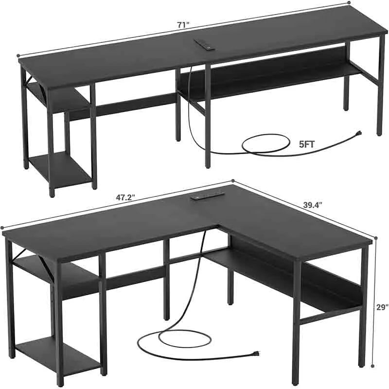 Yoobure Reversible L-Shaped Gaming Desk, Black