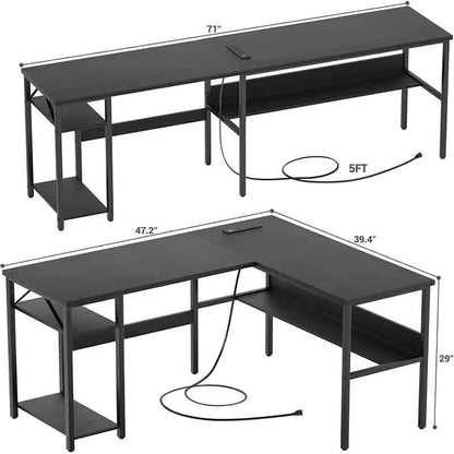 Yoobure Reversible L-Shaped Gaming Desk, Black