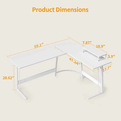 Yoobure 59.1" Home Office Desk with Small Table, White