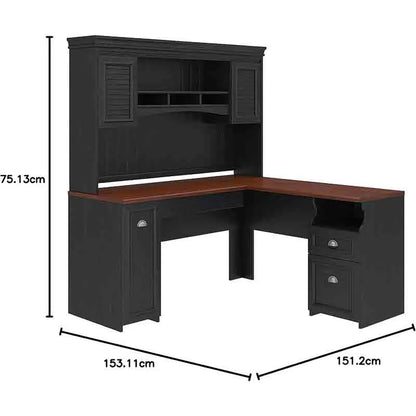 Yoobure L-Shaped Desk with Hutch, Reversible Design