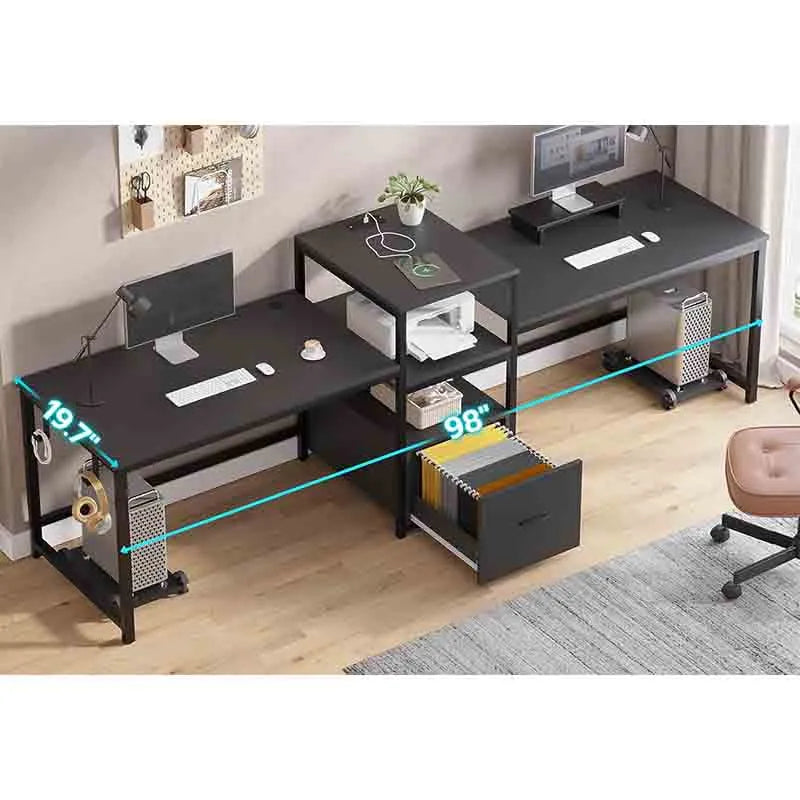 Yoobure 98" 2-Person Office Desk, Large Workstation