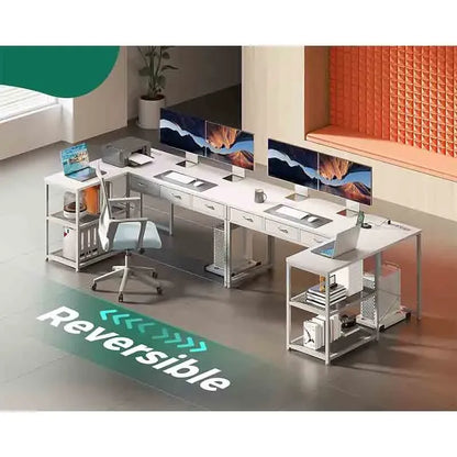 Yoobure 53-inch L-Shaped Computer Desk with 3 Drawers and Dual Compartments