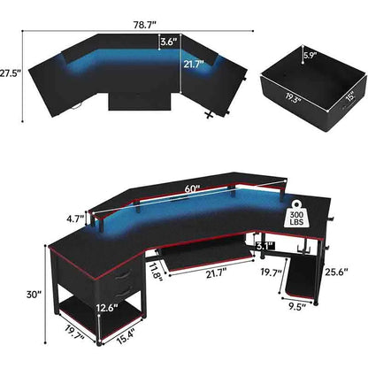 Yoobure 79" L-Shaped Gaming Desk, Corner Design