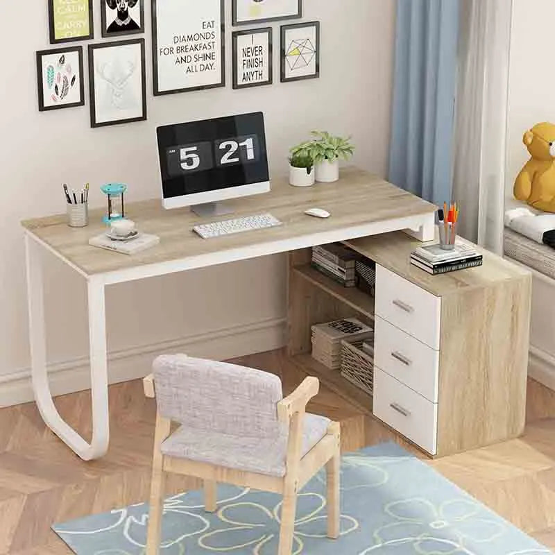 Yoobure 59" Corner Desk with Built-in Power Outlets & Drawer