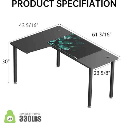 Yoobure 60" L-Shaped Computer Desk, Black