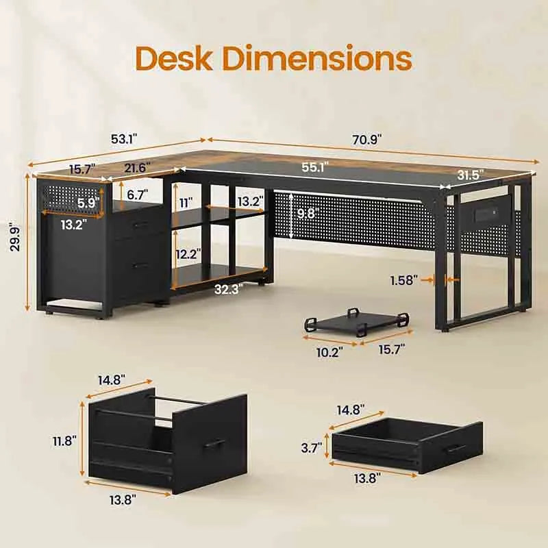 Yoobure 71" Executive Desk with Power Outlets