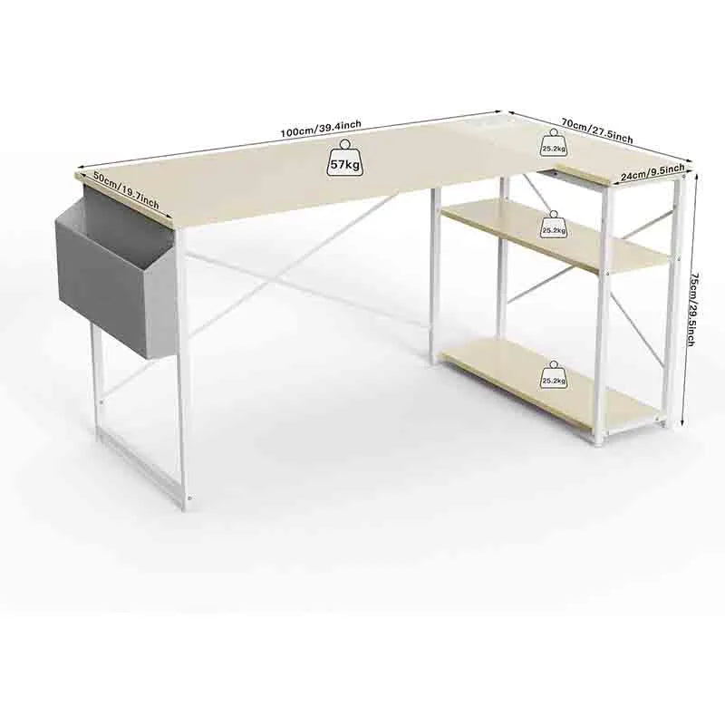 Yoobure 40" L-Shaped Desk with Reversible Shelves, Beige