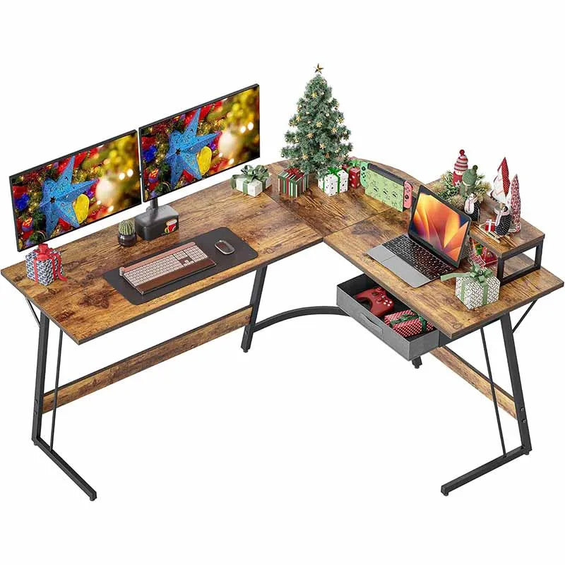 Yoobure 59.1" Home Office Desk with Small Table, Brown