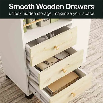 Wood Yoobure Mobile File Cabinet with 3 Drawers