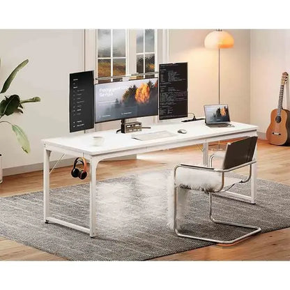 White Yoobure 71 Inch Computer Desk with USB Ports