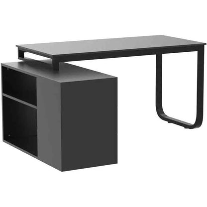 Yoobure 55" L-Shaped Study Desk with Storage Cabinet, Black