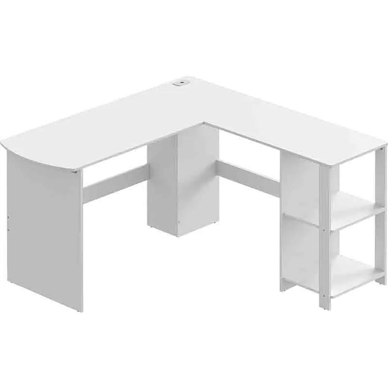 Yoobure L-Shaped Computer Desk for Home Office, White Wood