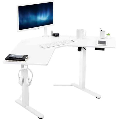 47” L-Shaped Electric Standing Desk, White