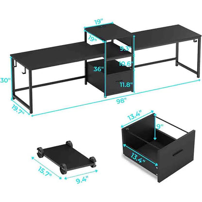 Yoobure 98" 2-Person Office Desk, Large Workstation