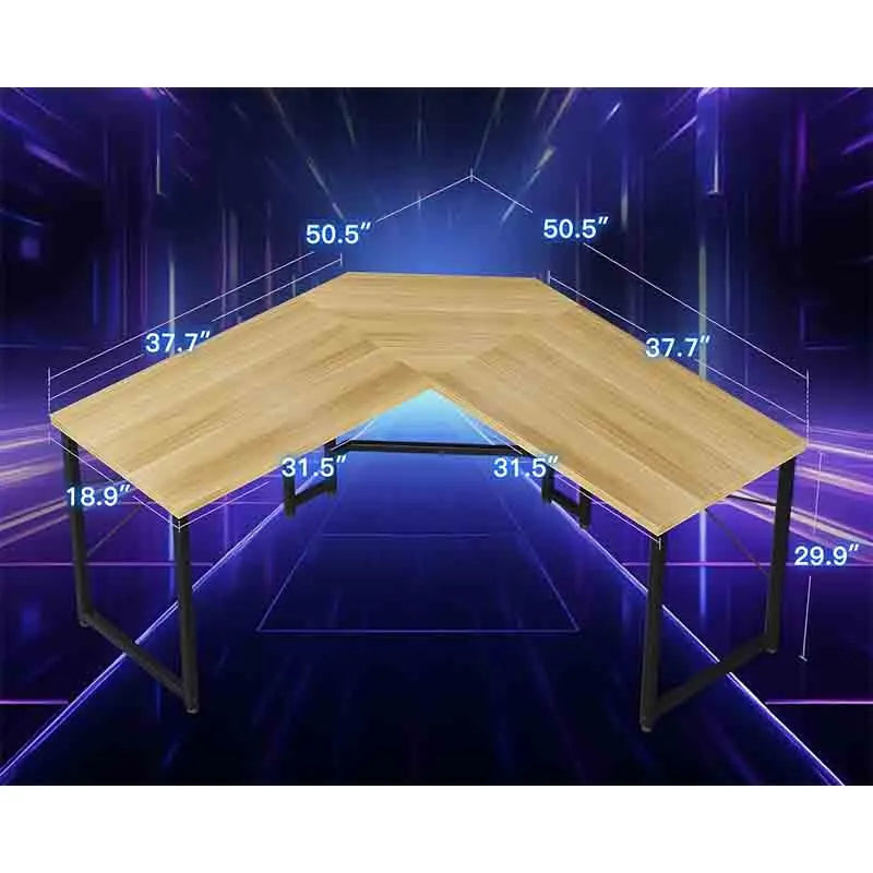 Yoobure L-Shaped Gaming Desk for Home Office, Sandalwood