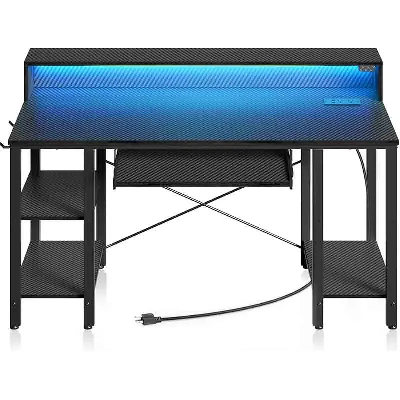 Black Yoobure 54” Gaming Desk with Storage Shelves