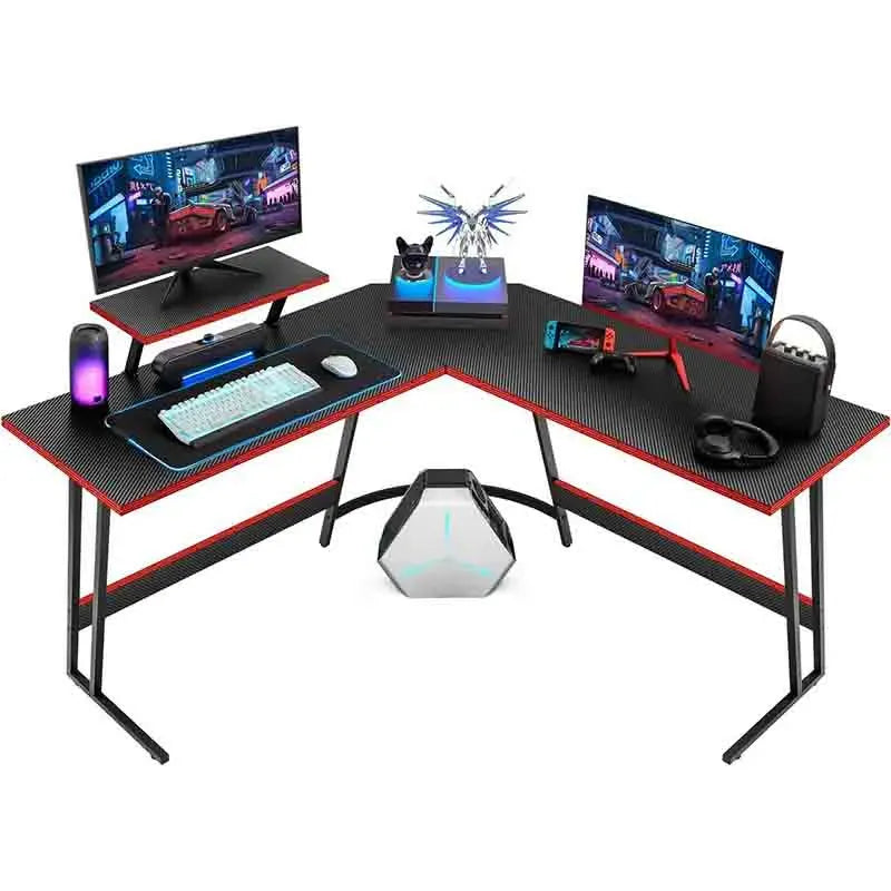 Yoobure L-Shape Gaming Table with Large Monitor StandExtra Large Tabletop Area