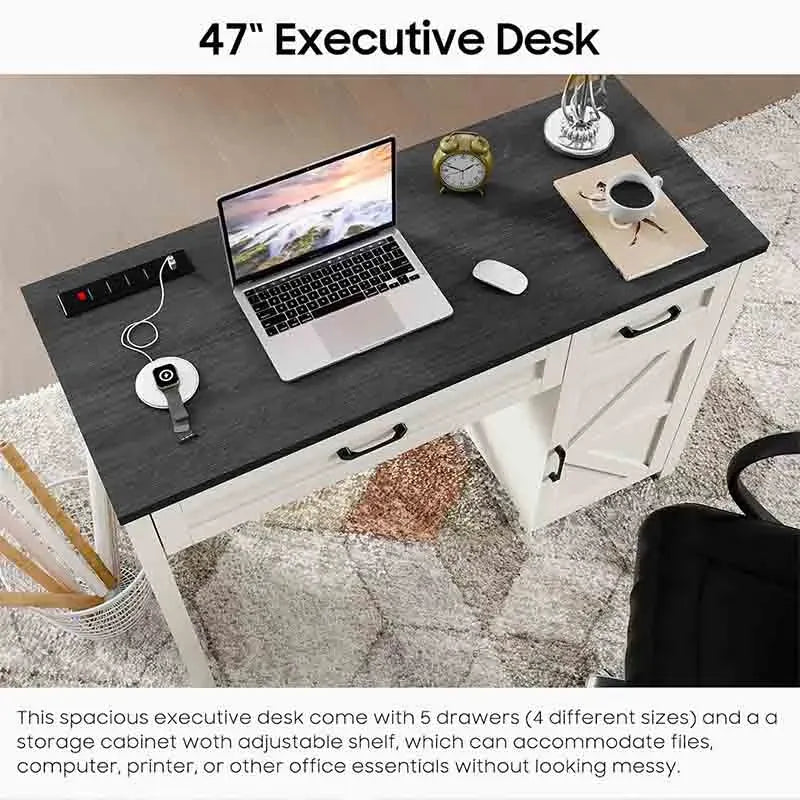 White Yoobure 47" Executive Desk