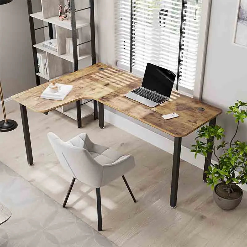 60" L-Shaped Computer Desk, Rustic Brown