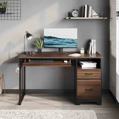 Brown Yoobure 48” Computer Desk with File Drawer