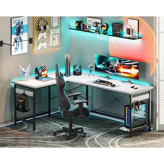 66" L-Shaped Gaming Workstation, White