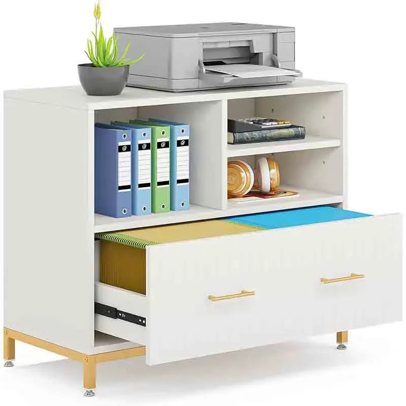 White Yoobure Filing Cabinet with Adjustable Hanging Rod