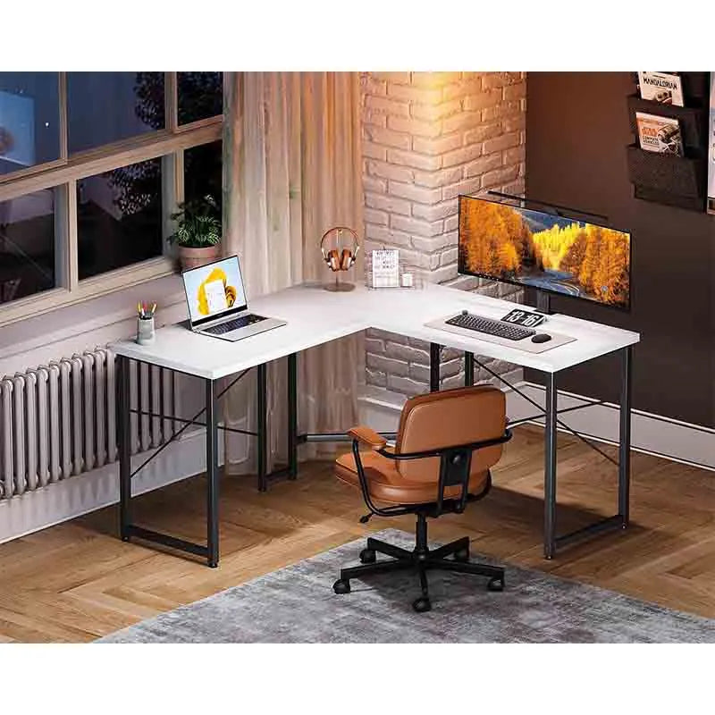 Yoobure L-Shaped Gaming Desk for Home Office, White & Black