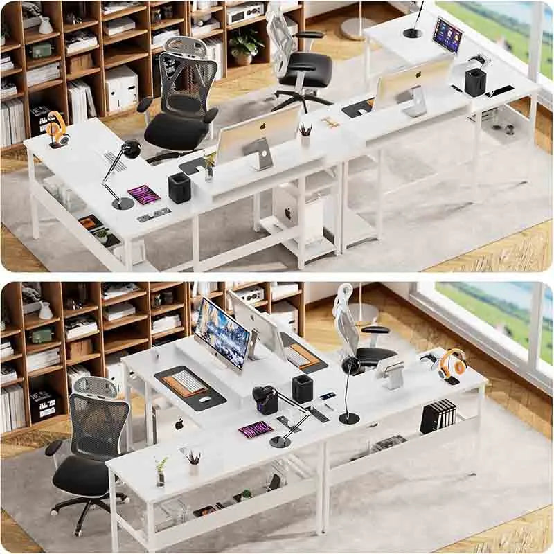 Yoobure Ergonomic Computer Desk with Monitor Stand, White