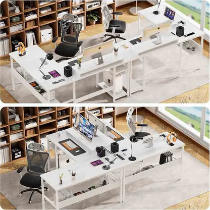 Yoobure Ergonomic Computer Desk with Monitor Stand, White